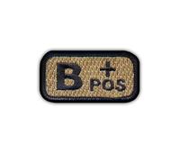 Blood Type B pos Coyote-tan - Sewable/Sew-on - Embroidered Badge/Patch