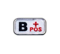 Blood Type B pos White/red - Heat-Activated Adhesive/Iron-on Backing - Embroidered Badge/Patch