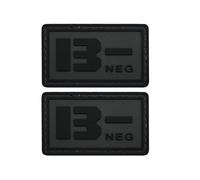 Blood Type PVC Patch, Tactical Rubber Badge, Black, B- Negative, Hook and Loop, 1.97 x 1.18 Inch