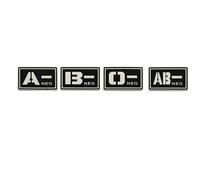 Blood Type PVC Patch, Tactical Rubber Badge, Glow in the Dark, A- B- O- AB- Negative, Hook Backing, 1.97 x 1.18 Inch