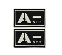 Blood Type PVC Patch, Tactical Rubber Badge, Glow in the Dark, A- Negative, Hook Backing, 1.97 x 1.18 Inch