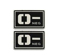 Blood Type PVC Patch, Tactical Rubber Badge, Glow in the Dark, O- Negative, Hook Backing, 1.97 x 1.18 Inch