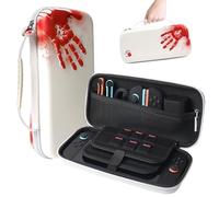 Blood-y Handprint Hard Shell Storage Bag for Switch 2 - Large Capacity EVA Case with Shockproof & Waterproof Design, Black/White Options (White)