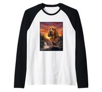 Bloodhound Dog Lover Vintage Sunset Forest Nature Art Raglan Baseball Tee