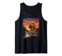 Bloodhound Dog Lover Vintage Sunset Forest Nature Art Tank Top
