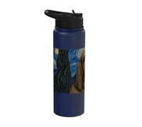 Bloodhound Dog Van Gogh Starry Night Stainless Steel Insulated Water Bottle