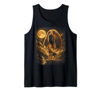 Bloodhound Howling to The Moon Vintage Forest Landscape Tank Top