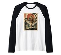 Bloodhound Lover Japanese Art Vintage Retro Sunset Dog Raglan Baseball Tee