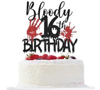 Bloody 16th Birthday Cake Topper, Happy 16th Birthday Cake Decorations, Have a Killer Birthday, Halloween Zombie Vampire 16th Bday Party Decorations, Black and Red