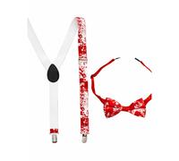 Bloody Adult Halloween Suspenders and Bow Tie