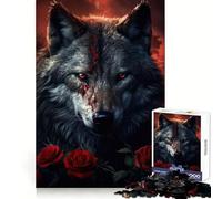 Bloody Black Wolf Adults 1000 Piece Jigsaw Puzzle Memory Ability Soft Distraction Secure Join Festive Surprise (38X26CM)