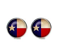 Bloody devil Art Picture Cuff Links,Texans Flag Cufflinks Silver Plated Texas State Flag Cuff Links Men and Women Accessories Antique Vintage National Symbolic White red Blue,Gift of Love