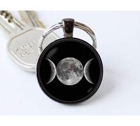 Bloody devil Art Picture Key Chains,Wiccan gifts Triple Moon Goddess Keychain Spiritual jewellery Pagan jewelry Moon phase pendant Witchcraft Key ring Magic Gift idea Wicca,Gift of love