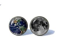 Bloody devil Moon & Space Cufflinks,Earth and Moon Cufflinks Planet Cufflinks Cosmos Jewelry Solar System Cuff Links Astronomy Cufflinks Gift for Husband Universe Jewelry Space