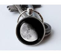 Bloody devil MOON & SPACE Keychains,Waning Gibbous Key ring Moon phases Gift keychain Key holder Key fob Lunar jewelry Moon pendant Lunar cycle Key chain Moon jewellery Grey