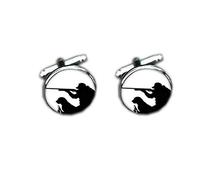 Bloody devil Wedding Cufflinks,Hunting Cufflinks, Dog Hunter Hunting Dog, Shotgun Fox Hunting Themed Duck Round Animal Wedding Cufflinks, Father's Gift,Gift of Love