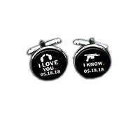Bloody devil Wedding Cufflinks，I Love You, i Know Cufflinks, Moive Themed Cuff, Romatic Wedding Birthday Gifts, tie Clips, Groom Groomsmen, Father,Gift of Love