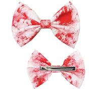 Bloody Hair Bows Halloween Blood Splattered Bloody Bow Hair Clip Hair Accessories,Halloween Bow Hairpins for Cosplay Halloween's Party Costume for Women and Girls