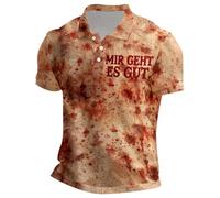 Bloody Halloween Shirt Men's Short Sleeve Slim Fit Casual Shirt Blood Splash Pattern Funny Shirts Problem Solved Short Sleeve Shirts with Buttons Retro Blood Spot Shirt Gothic Horror Clothing