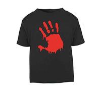 Bloody Handprint Halloween Short Sleeve Cotton Toddler t Shirt, 1-2 Years, Black
