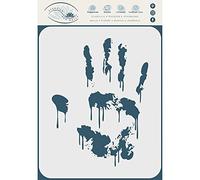 Bloody Handprint Stencil, 21.5 x 28 cm (L) - Human Hand Print Dripping Liquid Slime Wall Stencils for Painting Template