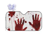 Bloody Handprints Print Car Windshield Sun Shade, Foldable Foil Sun Shade Car Windshield Cover All Weather Universal Fit Auto Car Trunk SUV, 140x76 CM