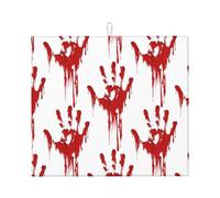 Bloody Handprints Print Drying Mat for Kitchen Absorbent Non-Slip Reusable Pad Countertops Daily Routine