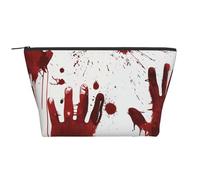 Bloody Handprints Print Makeup Bag Trapezoid Travel Cosmetic Organiser Stylish Storage for Beauty & Gifts for Women Girls