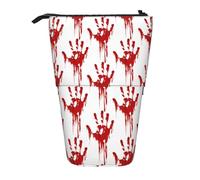 Bloody Handprints print Telescopic pencil case, fit for multi-functional pencil makeup bag storage bag and wallet