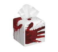 Bloody Handprints Print Tissue Box Cover, PU Leather Square Tissue Holders Paper Case Decorative Case for Home Office Car