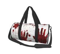Bloody Handprints Print Travel Duffel Bag Large Foldable Round Travel Carry on Bag with Adjustable Shoulder Strap for Weekender Overnight Flight Hospital Sports