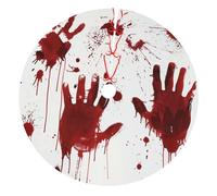 Bloody Handprints Printed Christmas Tree Skirt 36 inch, Double Layers Xmas Tree Skirts Base Floor Mat for Holiday Party Decoration Ornaments