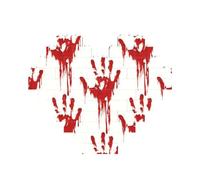 Bloody Handprints Printed Jigsaw Puzzle 10.8x12.8 CM, Heart-Shaped Puzzle Challenging Game for Adults, Fun Decorative Wall Decor