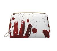 Bloody Handprints Printed Makeup Bag for Women Portable Leather Make up Bag Travel Zipper Cosmetic Bags Organizer
