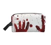 Bloody Handprints Printed Makeup Bag Travel Portable Cosmetic Bag Large Capacity Makeup Case Toiletry Handbag Organiser for Women