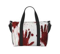Bloody Handprints Printed Travel Bag Duffle Bag for Men Women, Large Water Resistant Gym Bag Weekend Holdall Bag with Shoulder Strap