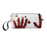 Bloody Handprints Printed Travel Makeup Bag Portable Cosmetic Bag Makeup Case Toiletry Handbag Organiser for Women