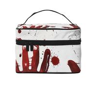 Bloody Handprints Printed Travel Makeup Bag Spacious Portable Cosmetic Organiser with Handle, Large Capacity Toiletry Bag, Gift for Women Girls