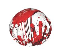 Bloody Handprints Shower Cap for Women Men Large Waterproof Shower Bonnet Elastic Band Bathing Hair Hat Spa Salon Caps Double Layered Reusable Bath Caps for Long Hair, Braids