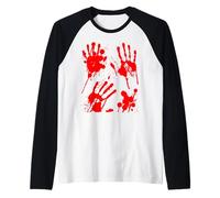 Bloody Hands Blood Splatter Halloween Raglan Baseball Tee