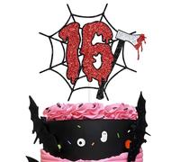 Bloody Happy 16th Birthday Cake Topper, Have a Killer Birthday, Friday Horror Movies Night Party Décor, Scary Zombie Halloween Theme 16th Birthday Party Decorations Supplies for Boys Girls