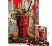 Bloody Mary Cocktail Painting Vibrant Bar Decor Adults Puzzles 1000 Piece Jigsaws Mind Challenge Quiet Enjoyment Accurate Cut Unique Gift (38X26CM)