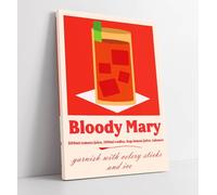 Bloody Mary Cocktail Poster, Classy Retro Style Canvas Wall Art Print Picture - 8 inch wide x 12 inch high (Frame Depth 30mm)