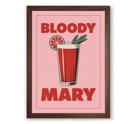 Bloody Mary Poster Minimalist Framed Wall Art Print A2 (59.4×42cm) Walnut, Wall Decor for Living Room, Bedroom, Office & Home, Ready to Hang, Art Gift