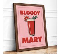Bloody Mary Poster Minimalist Framed Wall Art Print A2 Walnut