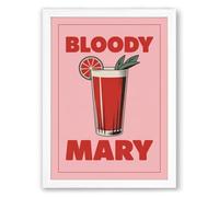Bloody Mary Poster Minimalist Framed Wall Art Print A4 (29.7×21cm) White, Wall Decor for Living Room, Bedroom, Office & Home, Ready to Hang, Art Gift