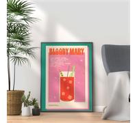 Bloody Mary - Vintage Cocktail Print, Home Bar Art Display - Retro Bar Decor for Home, Kitchen, Lounge - Ideal Poster for Cocktail Lovers, A4 A3 Home Decoration Wall Art Deco (A3 Framed (Black))