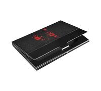 Bloody Red Handprints Blood Drops on Black Dark Business Card Holder Leather, Slim Credit Card Case Stainless Steel Wallet for Women and Men Unisex Business Card Holder