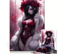 Bloody Rose Anime Lady Puzzle for Teenagers 1000 Pieces Mind Power Unwind Easily Uniform Edges Chic Xmas Gift (50X75CM)