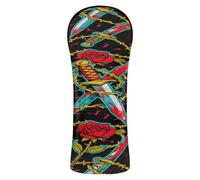 Bloody Sword Rose Punk Golf Head Cover Set Premium Leather Accessories with Interchangeable No. Tags for Woods and Driver Fairway Hybrid